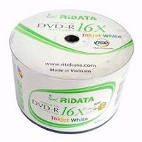 Load image into Gallery viewer, 50 Pack DVD-R 16X RIDATA/RITEK 4.7G WHITE INKJET PRINTABLE (HUB PRINTABLE) RT-GP-R16X-WP! EXCELLENT QUALITY! $0.35 each
